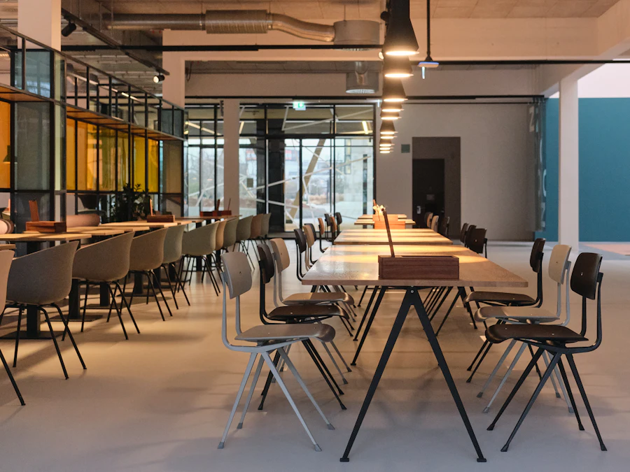 A long table set for a group